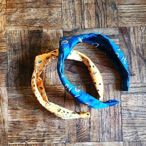 Blue and yellow headband set